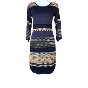 Laundry By Shelli Segal | NWT Blue/Tan Sweater Mini Dress Sz M